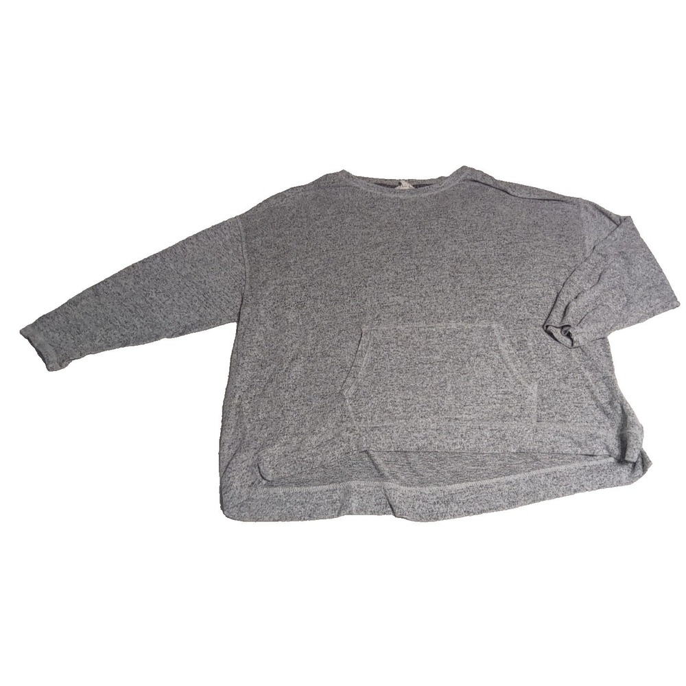 Soft & Sexy Pullover Top Womens 1X/TX Gray Excellent Kangaroo Pocket Knit Casual